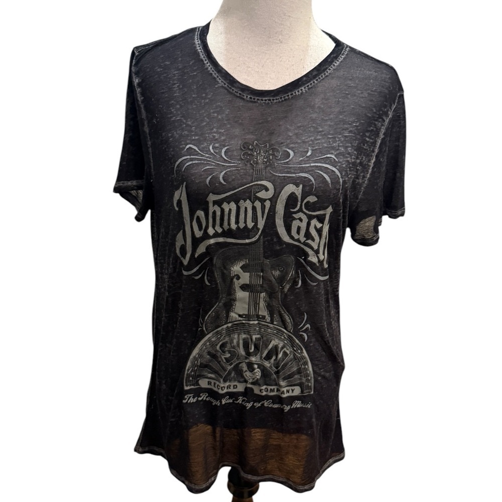 Sun Record Company Johnny Cash Gray Short Sleeve Graphic Tee Shirt Size XL